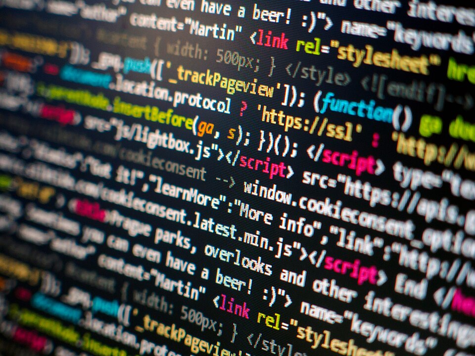 Close-up of application source code